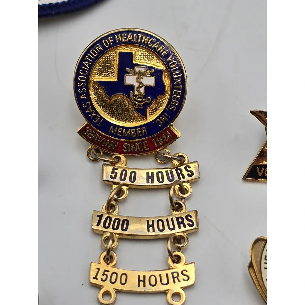 Vintage Healthcare Volunteer Pin Lot Women Multicolor Good Service Award Patch